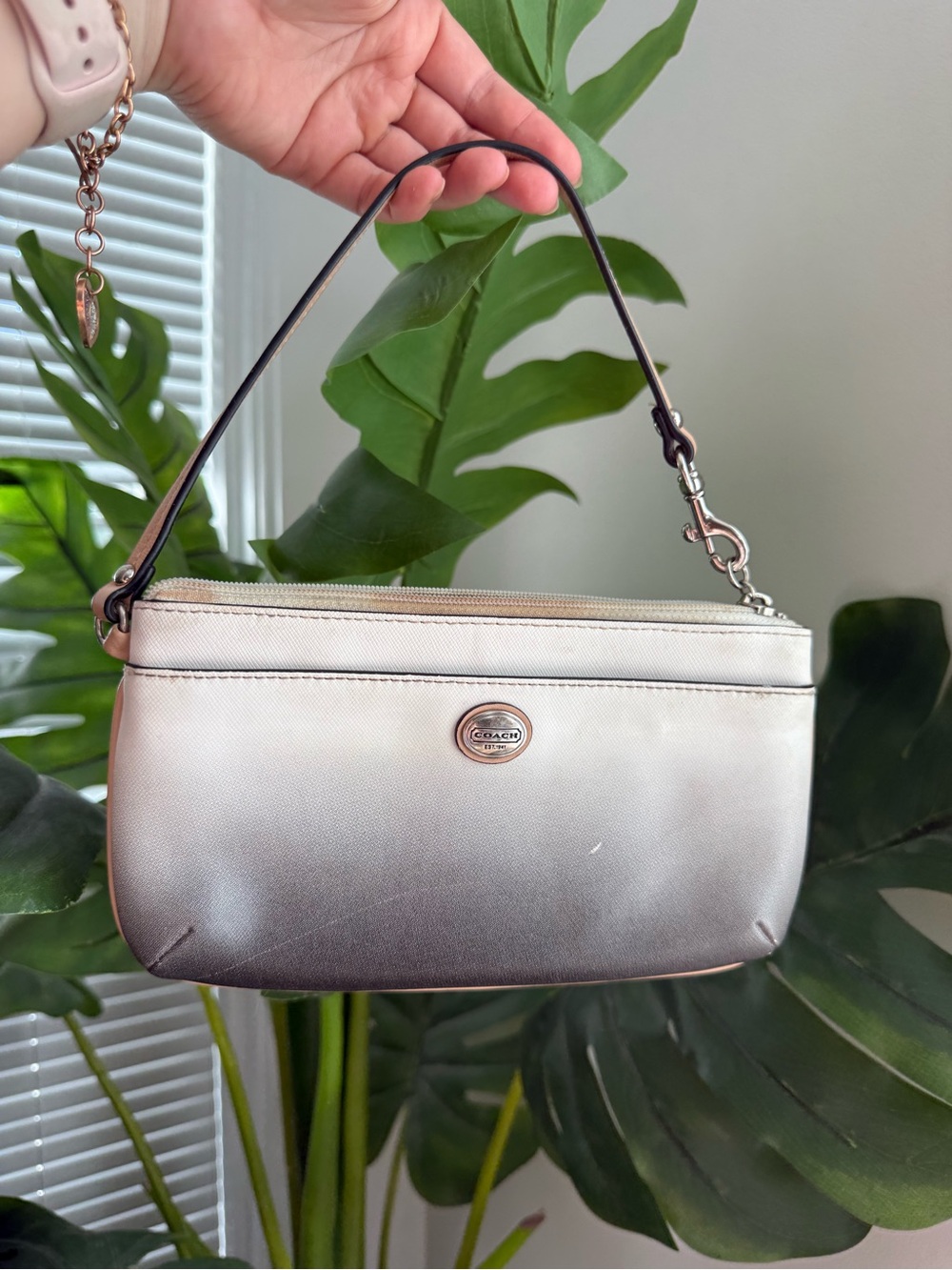 Coach Metallic Ombre Shoulder Bag - Silver to Charcoal